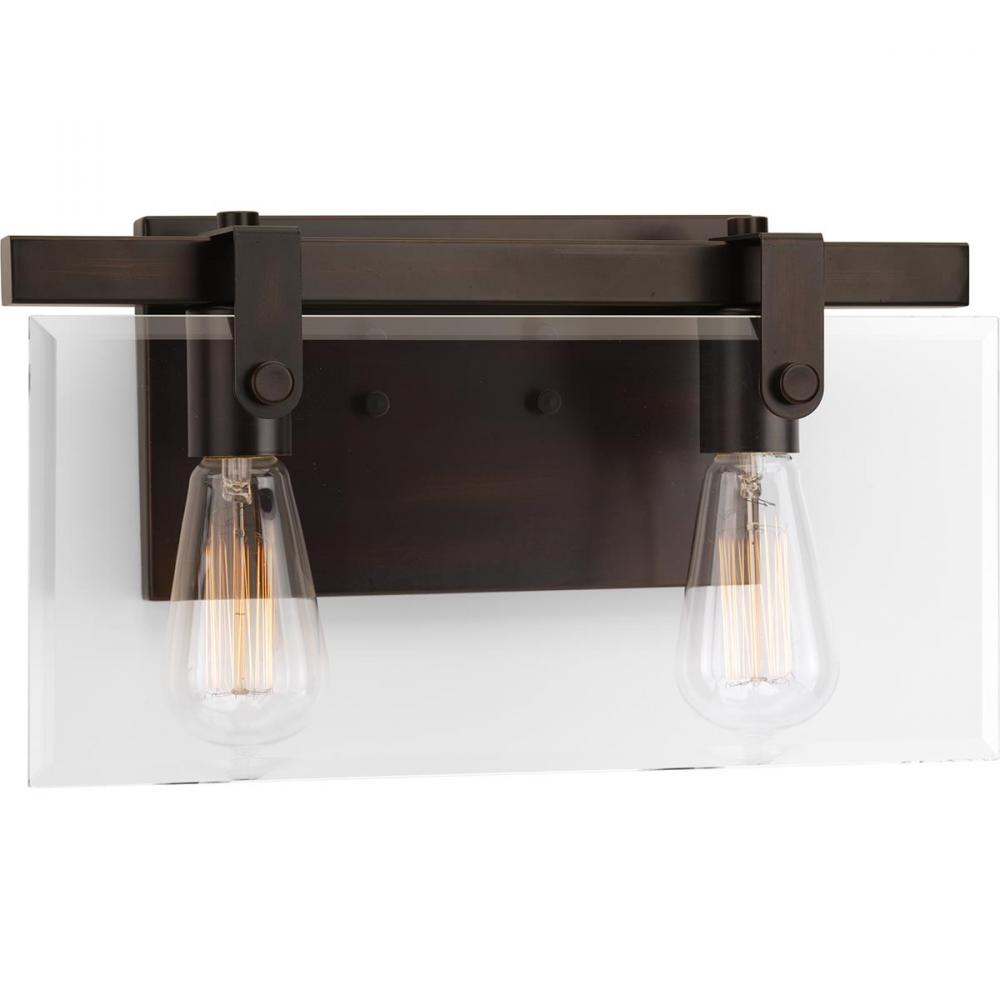 Glayse Collection Two-Light Antique Bronze Clear Glass Luxe Bath Vanity Light