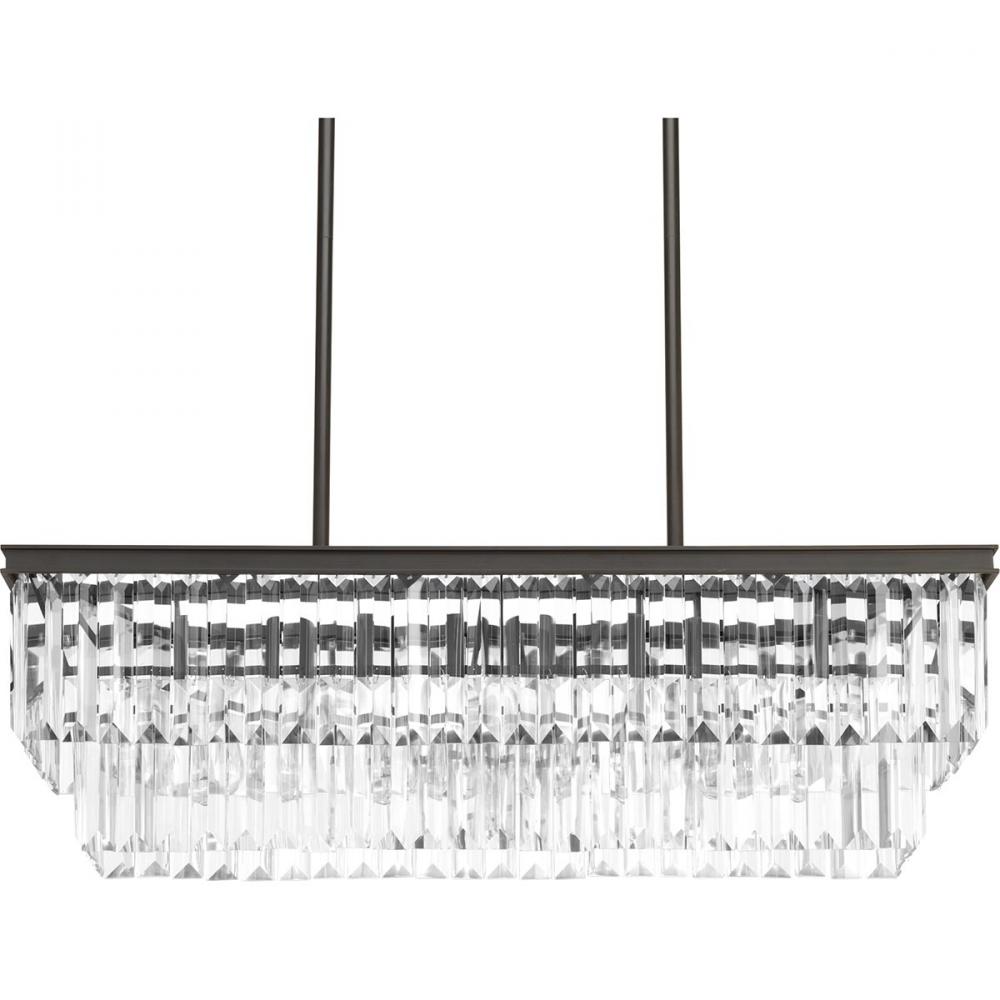 Glimmer Collection Four-Light Antique Bronze Luxe Linear Chandelier Light