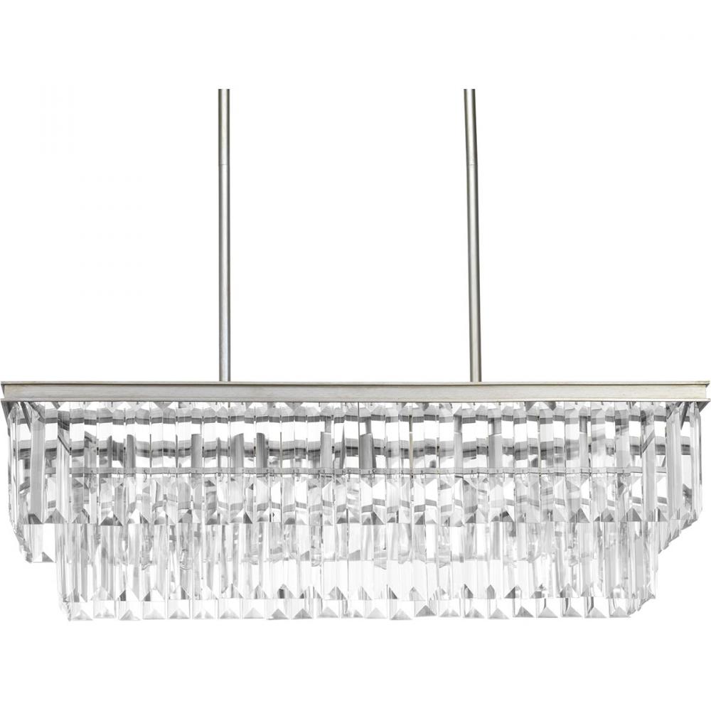Glimmer Collection Four-Light Silver Ridge Luxe Linear Chandelier Light
