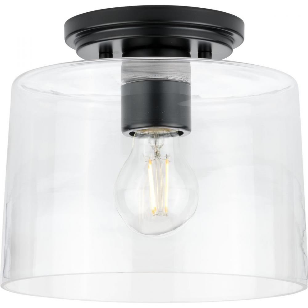 Adley Collection  One-Light Matte Black Clear Glass New Traditional Flush Mount Light