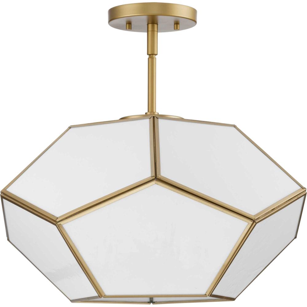 Latham Collection 18 in. Three-Light Vintage Brass Contemporary Flush Mount