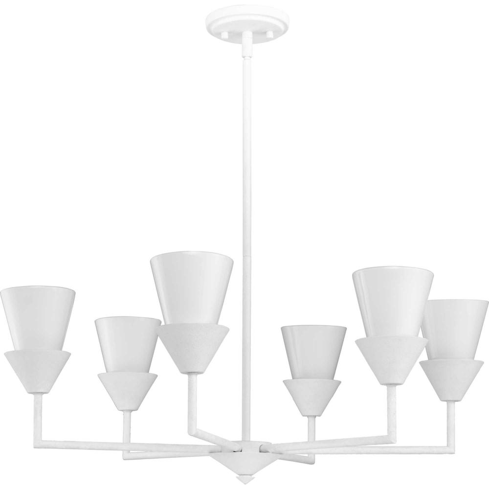 Pinellas Collection Six-Light White Plaster Contemporary Chandelier