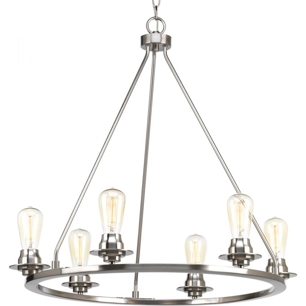 Debut Collection Six-Light Brushed Nickel Farmhouse Chandelier Light
