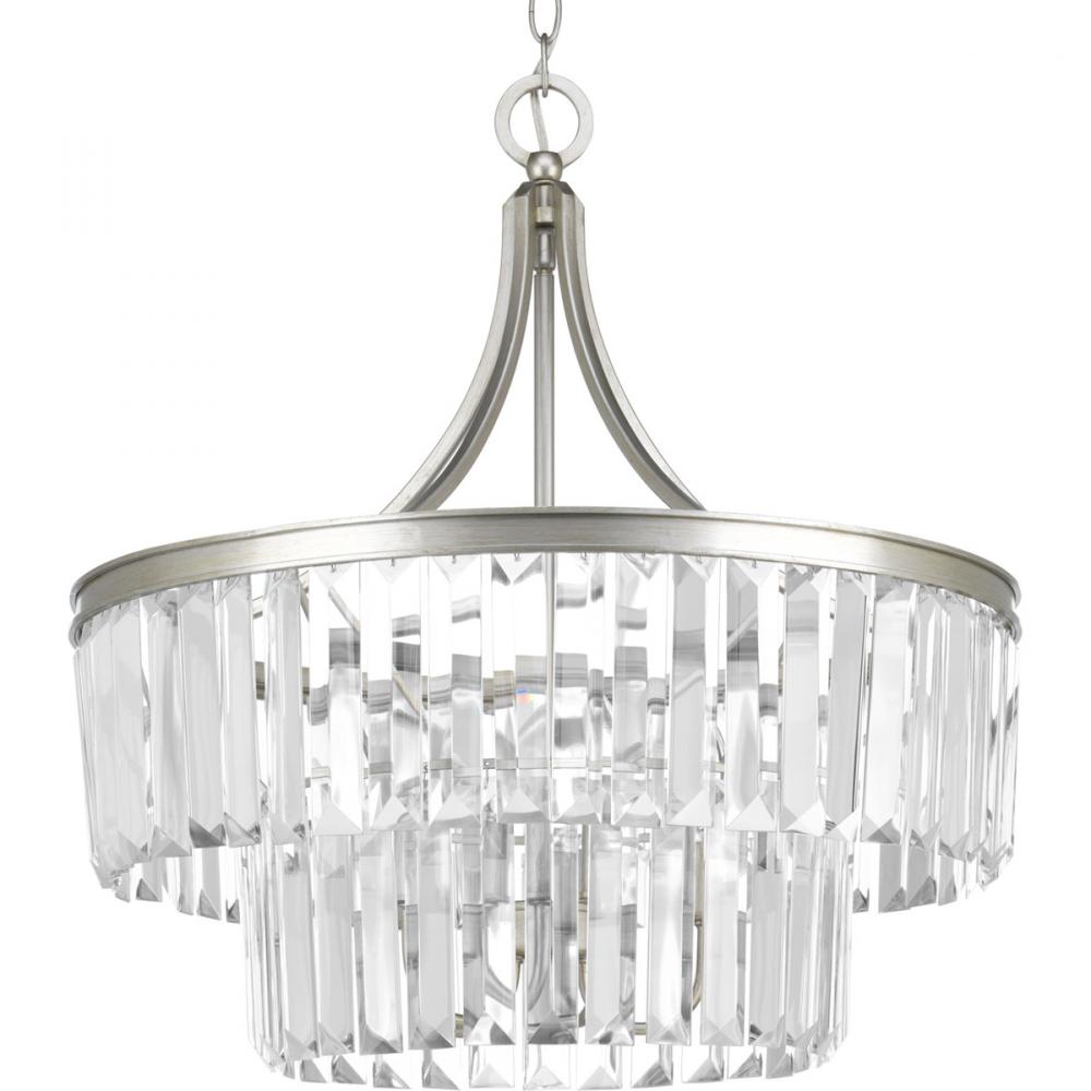 Glimmer Collection Five-Light Silver Ridge Clear Glass Luxe Pendant Light