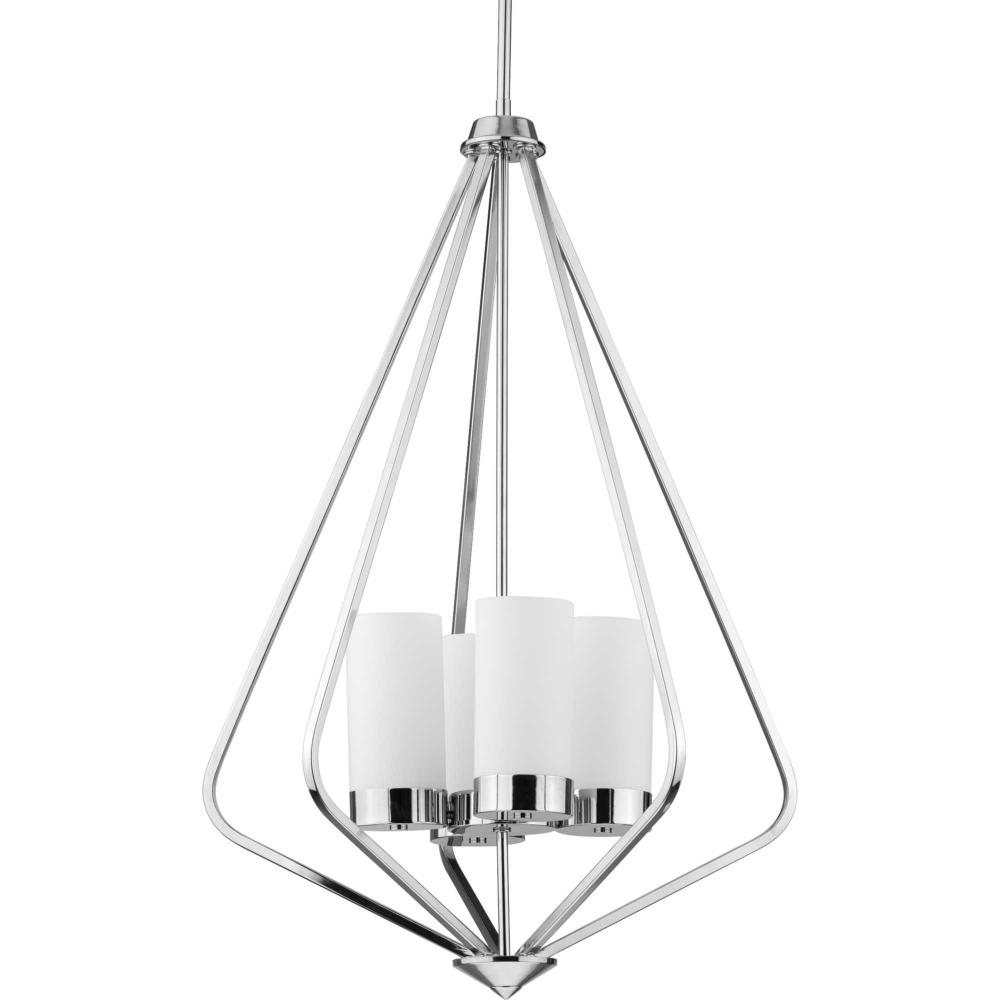 Elevate Collection Four-Light Polished Chrome and Etched White Glass Modern Style Hanging Pendant Li