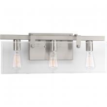 Progress P300107-009 - Glayse Collection Three-Light Brushed Nickel Clear Glass Luxe Bath Vanity Light