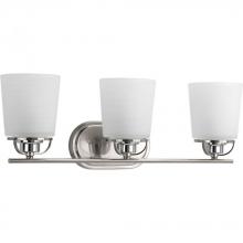 Progress P300006-009 - West Village Collection Three-Light Brushed Nickel Etched Double Prismatic Glass Farmhouse Bath Vani