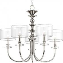 Progress P400049-104 - Marche Collection Five-Light Polished Nickel Grey Mylar Shade Luxe Chandelier Light