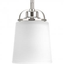 Progress P500006-009 - West Village Collection One-Light Brushed Nickel Etched Double Prismatic Glass Farmhouse Pendant Lig