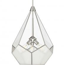 Progress P5322-09 - Cinq Collection Three-Light Brushed Nickel Clear Glass Global Pendant Light