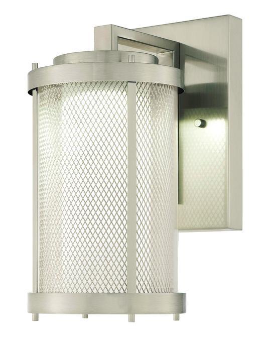 LED Wall Fixture Brushed Nickel Finish Mesh, Clear and Frosted Glass