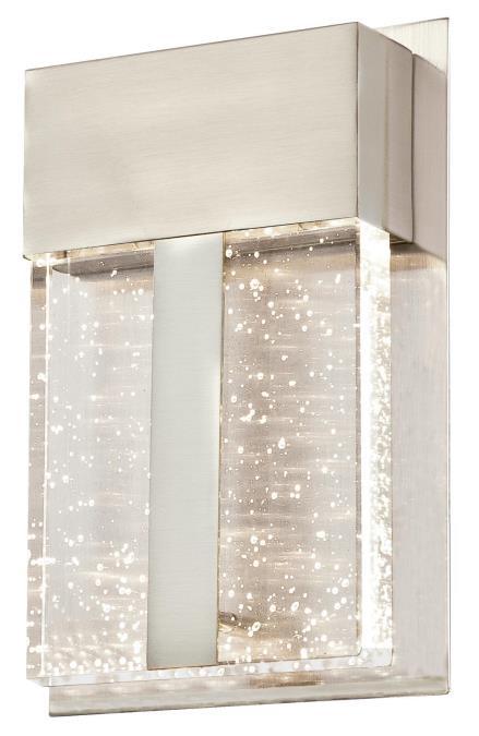 LED Wall Fixture Brushed Nickel Finish Bubble Glass