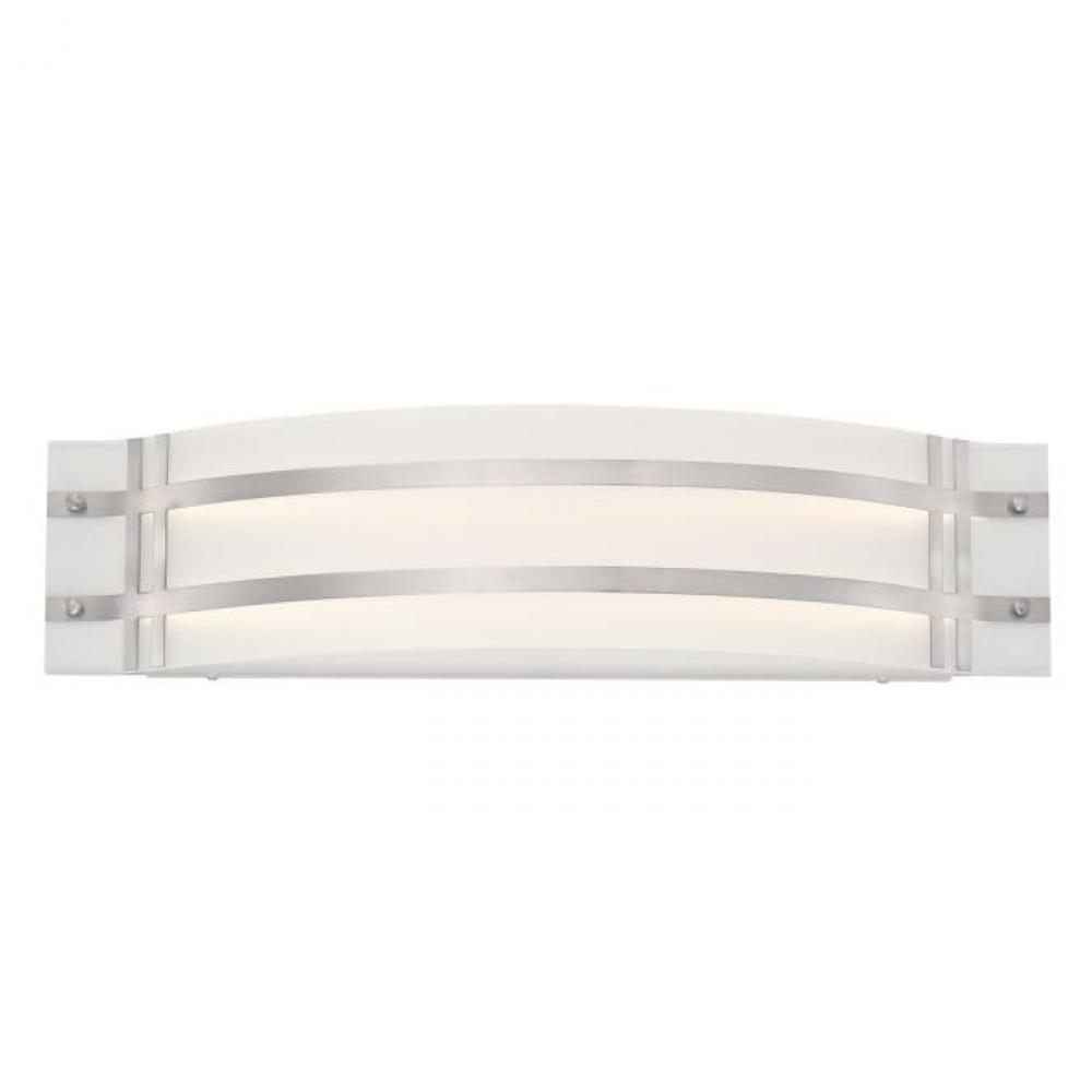22W 1 Light LED Wall Fixture Brushed Nickel Finish Frosted Glass