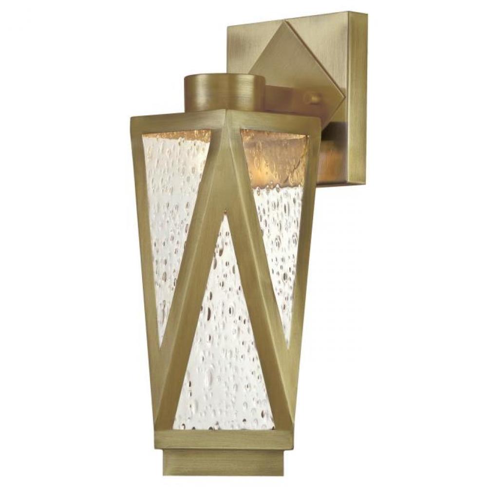 Dimmable LED Wall Fixture Antique Brass Finish Clear Seeded Glass