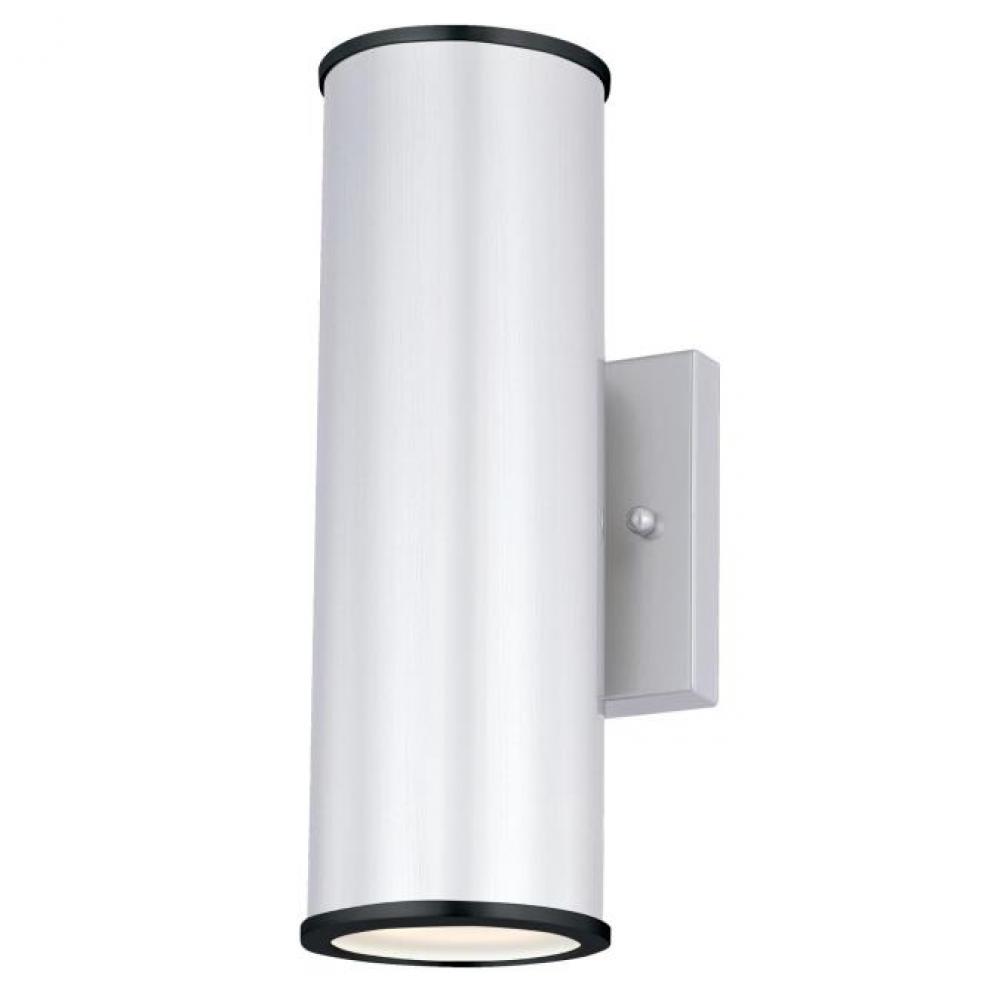 Dimmable LED Up and Down Light Wall Fixture Nickel Luster Finish Frosted Glass