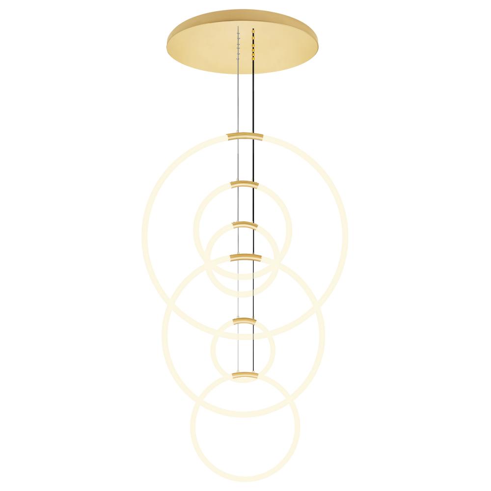Hoops 6 Light LED Chandelier With Satin Gold Finish