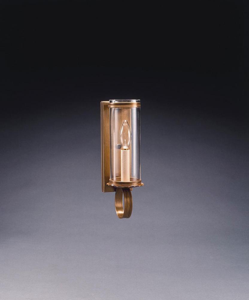 Wall Sconce 3" x 8" Glass Cylinder Dark Antique Brass 1 Candelabra Socket Clear Glass