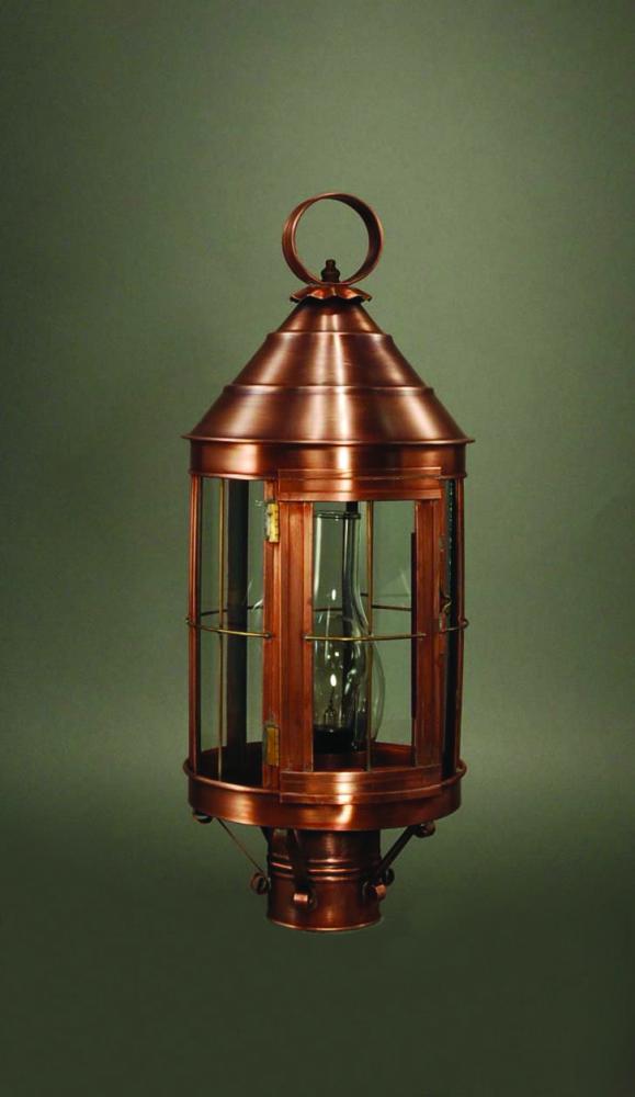 Cone Top Post Antique Copper Medium Base Socket With Chimney Clear Glass