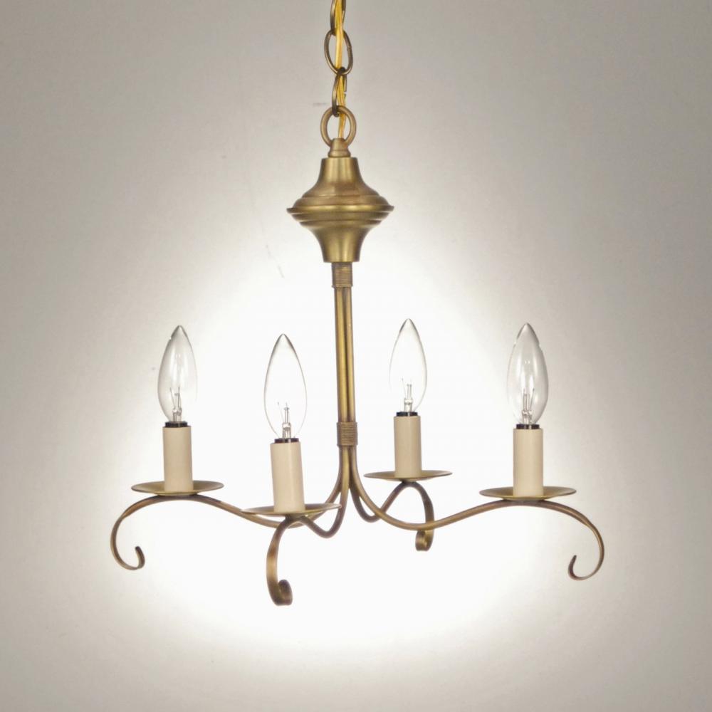 Hanging S-Arms With Curl Dark Brass 4 Candelabra Sockets