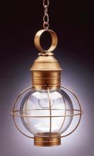 Northeast Lantern 2832-AC-MED-CLR - Caged Round Hanging Antique Copper Medium Base Socket Clear Glass