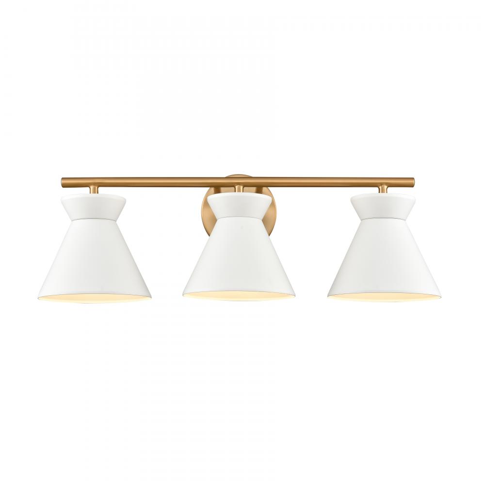 Forme 25'' Wide 3-Light Vanity Light - White with Brushed Gold