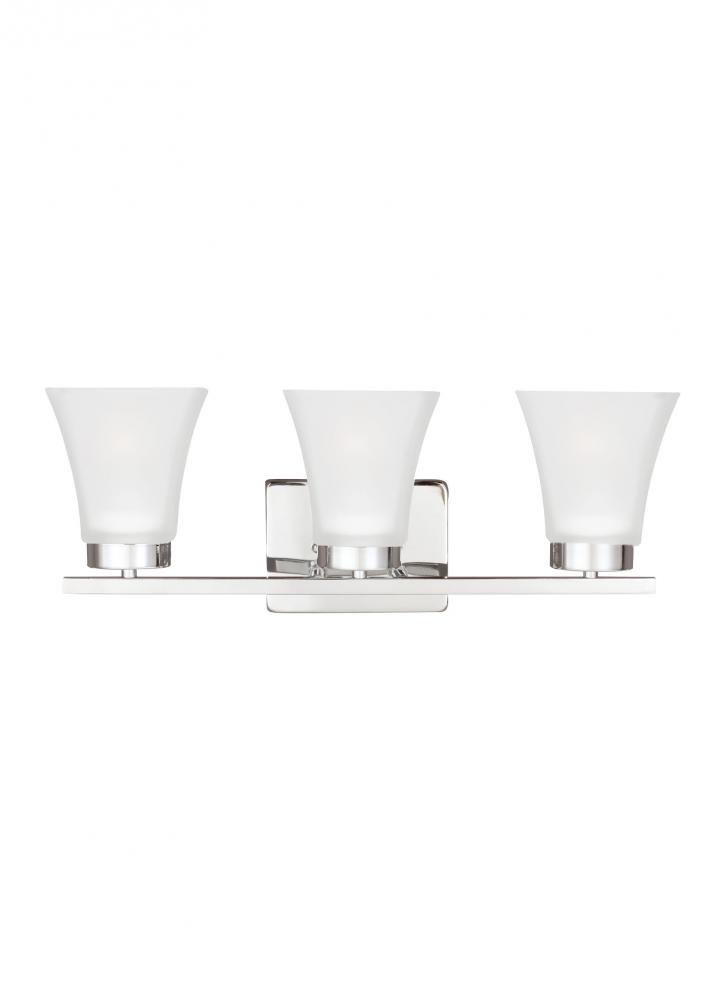 Bayfield contemporary 3-light LED indoor dimmable bath vanity wall sconce in chrome silver finish wi